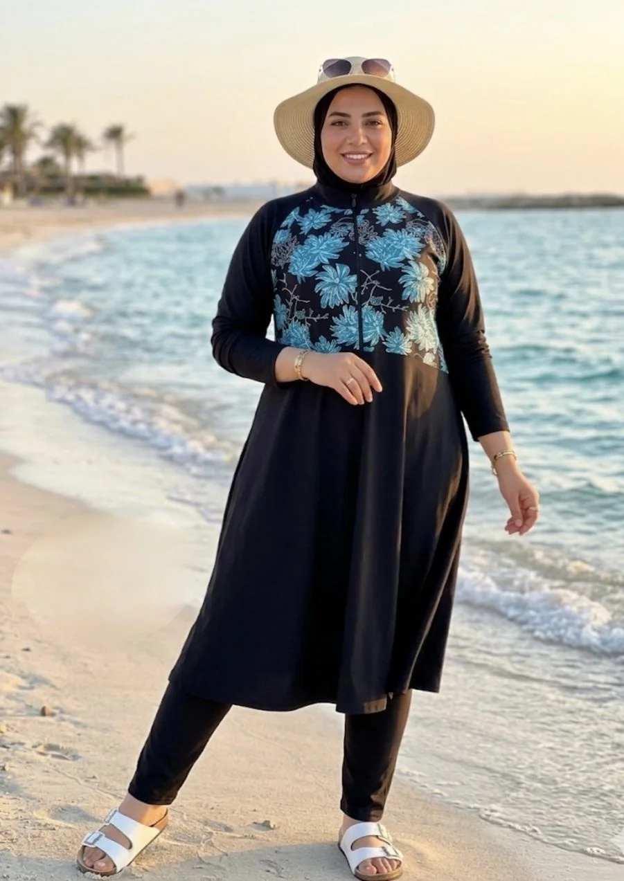 بوركيني مزوق طويل